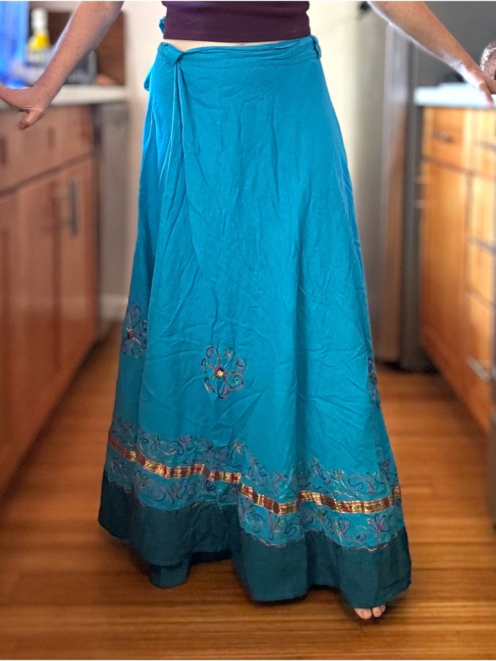 NWOT Nepalese One Of A Kind Hand Embroidered Wrap Skirt